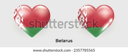 Belarus flag realistic glas heart icon vector illustration