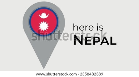 Nepal national flag map marker pin icon illustration
