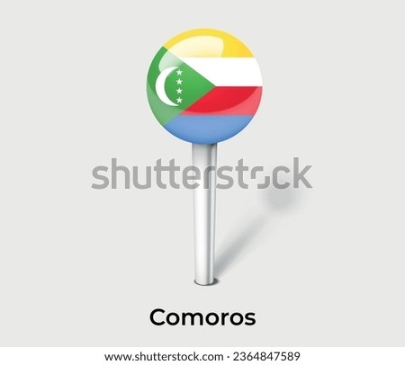Comoros national flag map marker pin icon illustration