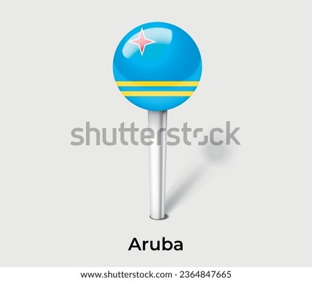 Aruba national flag map marker pin icon illustration