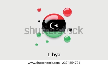 Libya flag bubble circle round shape icon colorful vector illustration