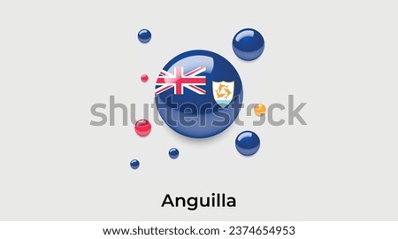 Anguilla flag bubble circle round shape icon colorful vector illustration