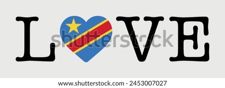 I Love Democratic Republic Congo flag heart icon vector illustration