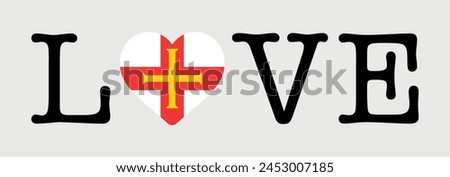 I Love Guernsey flag heart icon vector illustration