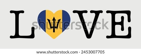 I Love Barbados flag heart icon vector illustration