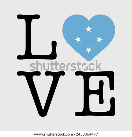 I Love Micronesia flag heart icon vector illustration