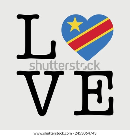 I Love Democratic Republic Congo flag heart icon vector illustration