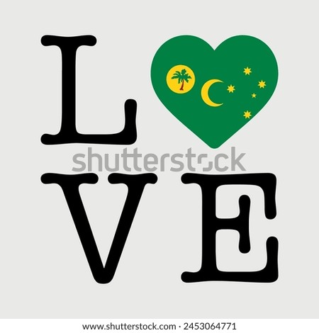 I Love Cocos Island flag heart icon vector illustration