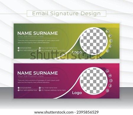 Creative Email Signature for your Business and Personal use. Easy to customize your email signature with your photo, you can easily change its   color from Illustrator. Good Layer Grouping.