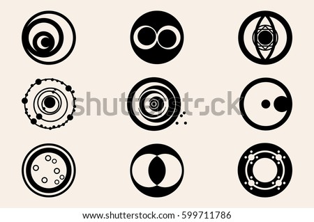 crop circles, crop circles  icons set, flat styled