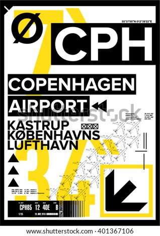 Airport Departure and Arrival sign, Copenhagen International Airport