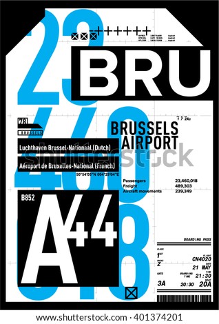 Airport Departure and Arrival sign, Brussels International Airport
