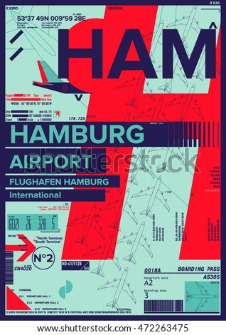 Departure and Arrival sign at Hamburg Airport Stock Vector Illustration