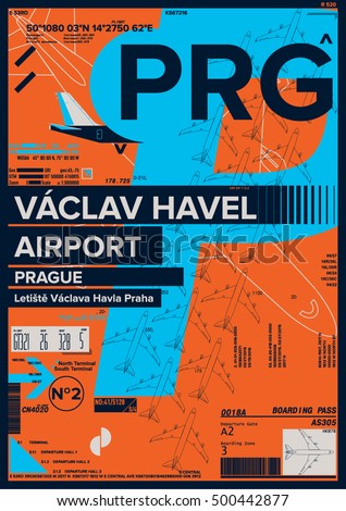 Departure and Arrival sign at Vaclav Havel Airport Stock Vector Illustration