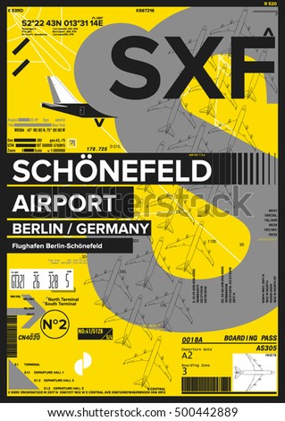 Departure and Arrival sign at SchÃ¶nefeld Airport Stock Vector Illustration