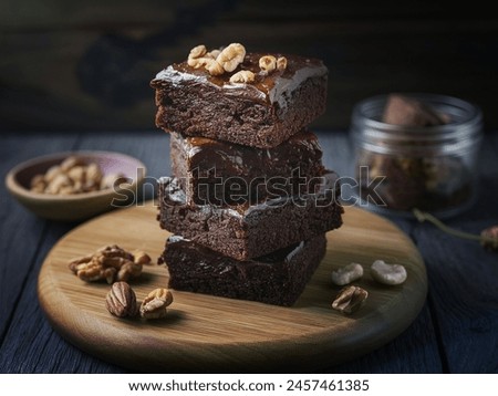 Similar – Image, Stock Photo Brownies cake squares on cooling rack. Chocolate fudge brownies