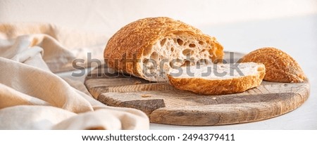 Similar – Image, Stock Photo Freshly baked bread on table