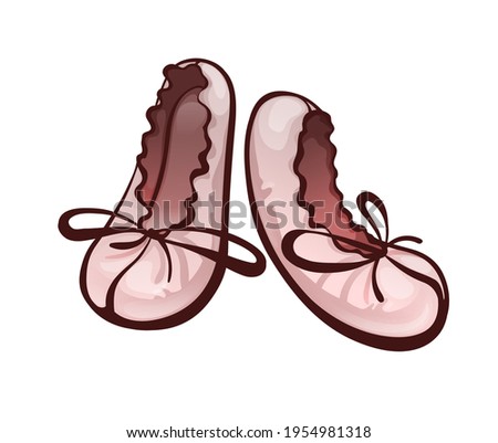 Ballerina flats womans shoes icon in monochrome brown colors with outline. Vector illustration isolated on white