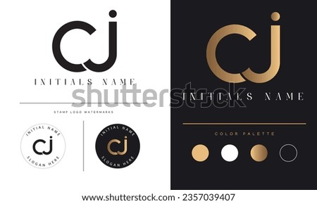 Luxury Initial CJ or JC Monogram Text Letter Logo Design