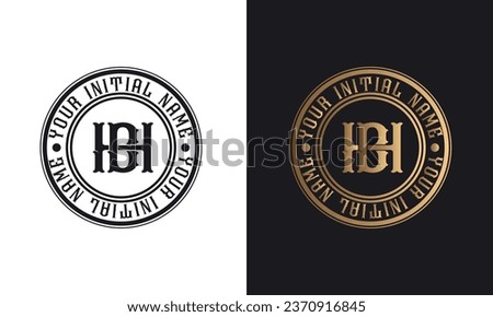 Luxury Initial Streetwear HB or HB Monogram Text Letter Logo Design Traditional BH Logo