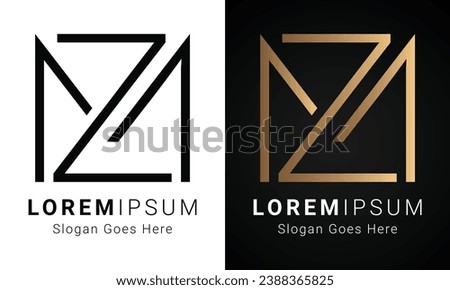 Luxury Initial MZ or ZM Monogram Text Letter Logo Design