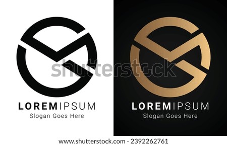 Luxury Initial MS or SM Monogram Text Letter Logo Design