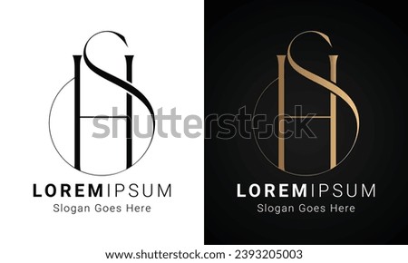 Luxury Initial SH or HS Monogram Text Letter Logo Design