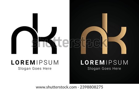 Luxury Initial NK or KN Monogram Text Letter Logo Design