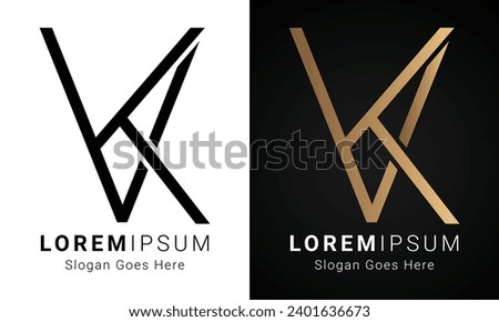 Luxury Initial VK or KV Monogram Text Letter Logo Design