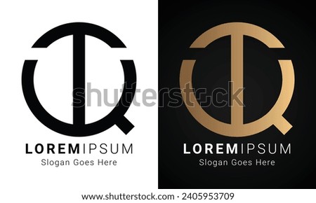 Luxury Initial TQ or QT Monogram Text Letter Logo Design