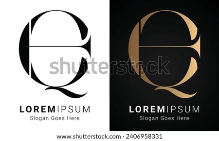 Luxury Initial EQ or QE Monogram Text Letter Logo Design