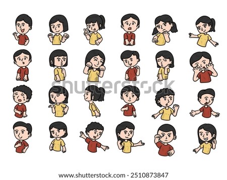 Cartoon Expression Sticker Set - Colored