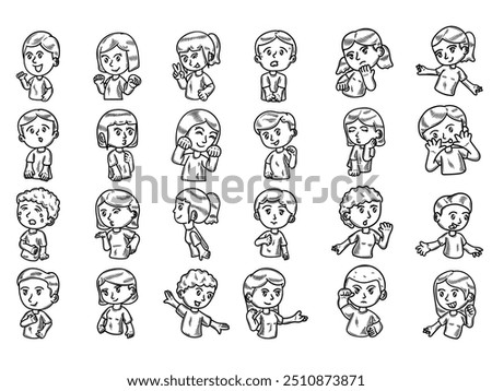 Cartoon Expression Sticker Set - Colorless