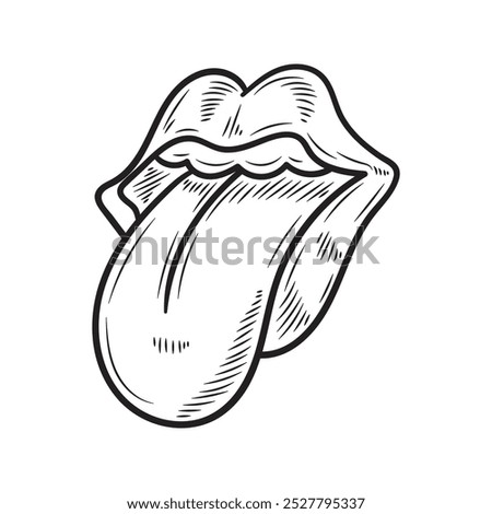 Hand Drawn Rock n Roll Illustration Colorless - Rolling Stones