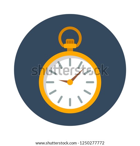 pocket watch flat icon. You can be used pocket watch icon for several purposes like: websites, UI, UX, print templates, presentation templates, info-graphics, web and mobile phone apps.