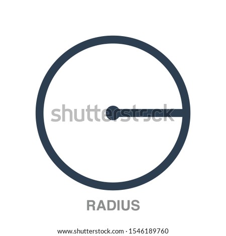 Radius flat icon on white transparent background. You can be used radius icon for several purposes.