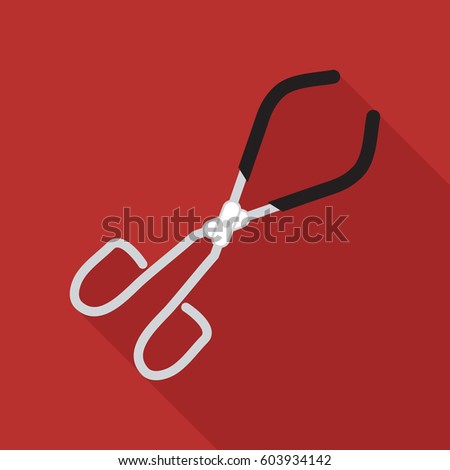 tongs flat icon. You can be used tongs icon for several purposes like: websites, UI, UX, print templates, promotional materials, info-graphics, web and mobile phone apps.