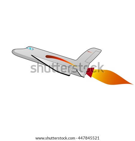Vector illustration of a cartoon space shuttle. Drawing, image isolated on white background. Space vehicle, spaceship side view profile. Logo icon aerospace.