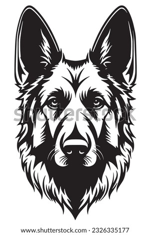 This stunning vector illustration showcases the regal and powerful presence of a German Shepherd's head. With intricate details and a commanding gaze, this artwork captures the essence of this beloved
