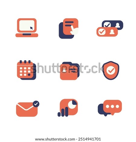 Internet Folder Mail Messenger Point Icon Vector Illustration Set