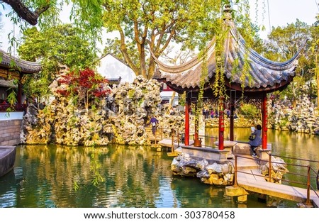 SUZHON, JIANGSU/CHINA-APR 13: Lion Forest Garden scene-One of Chinese classical garden on Apr 13,2015 in Suzhou, Jiangsu, China. There are a lot of famous chinese classical gardens in Suzhou.