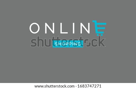 Online shopping concept logo. Vector illustration of shopping cart. Electronic commerce. Buy in internet store