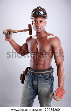 Muscular African American Iron Worker Stock Photo 90065260 : Shutterstock