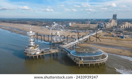 Image, Stock Photo Pier SkyView on the beach of Scheveningen, DenHaag