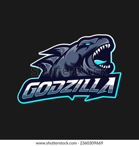 Godzilla Mascot Sport Logo Vector Template