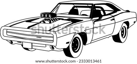 Classic Car Dodge Charger Digital File EPs Vector