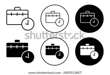 Work experience icon filled and outline style. job joining date symbol. office working time period briefcase with clock watch vector illustration symbol set mark