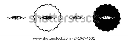 Electric plug set in black and white color. Electric plug simple flat icon vector