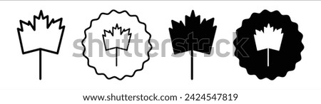 Maple leaf set in black and white color. Maple leaf simple flat icon vector