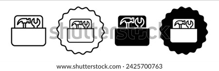 Tools box set in black and white color. Tools box simple flat icon vector